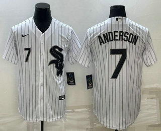 Men%27s Chicago White Sox #7 Tim Anderson White Cool Base Stitched Jersey